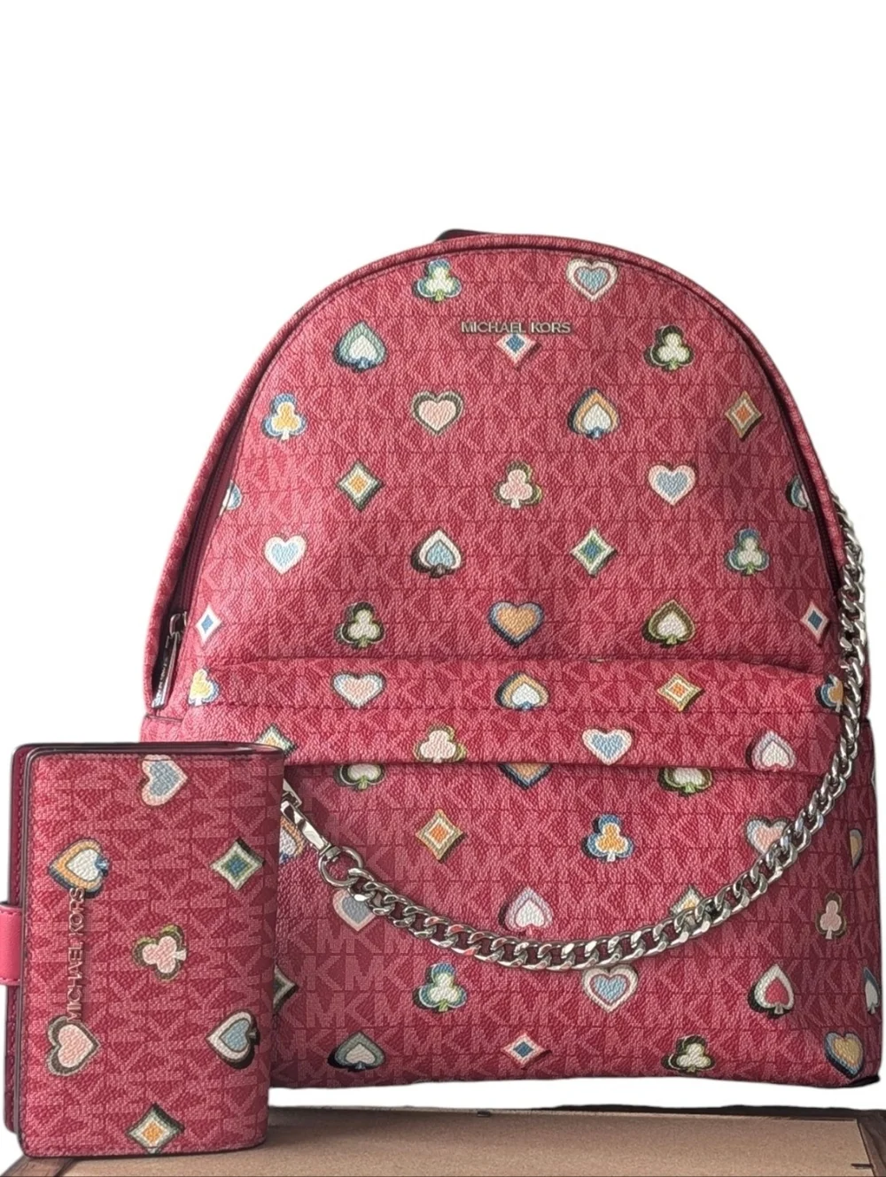 Michael Kors Slater Md Printed Signature Logo Backpack & matching bi-fold wallet